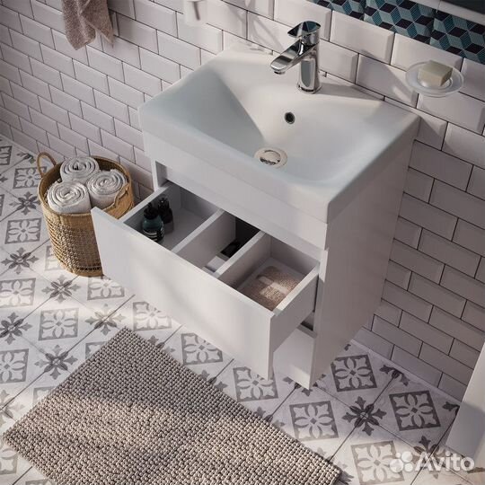 Тумба с раковиной белый матовый 50 см iddis Zodia