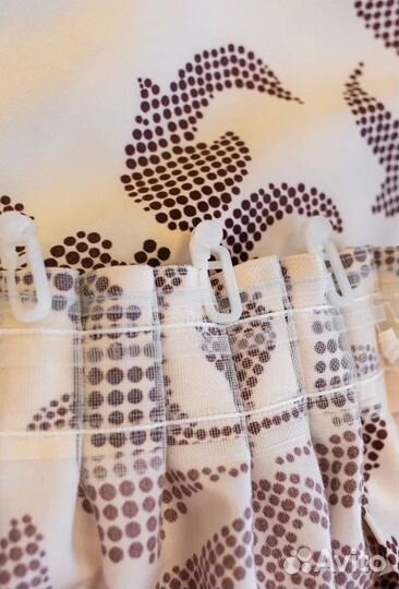 Штора 260х250см, Белый с коричневым вензелем