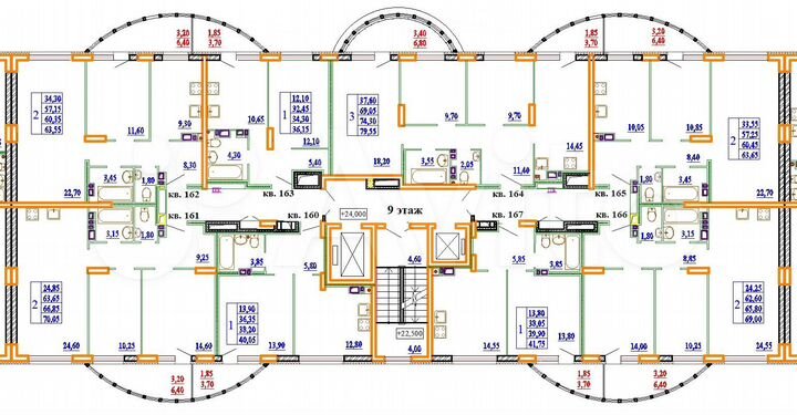 2-к. квартира, 69 м², 9/14 эт.