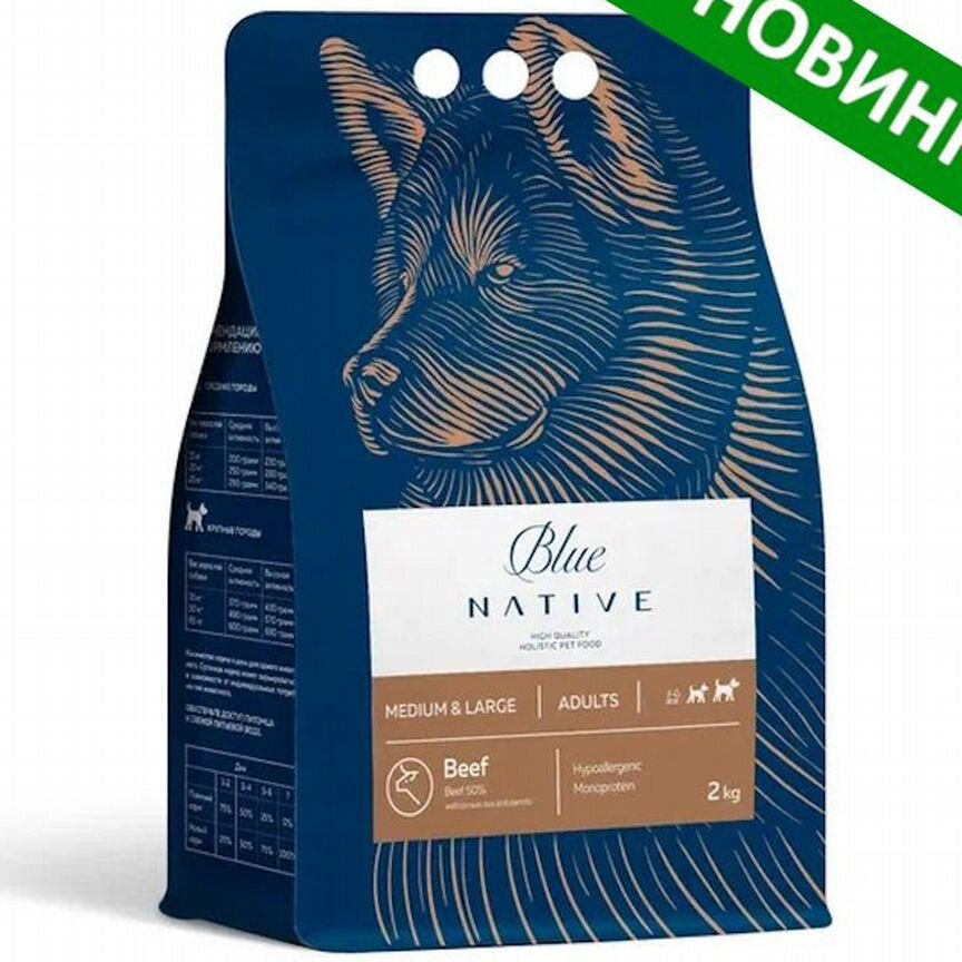 Корм Blue native д/собак средних и крупных пород