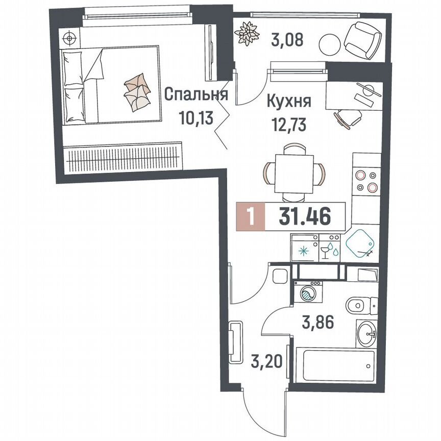 1-к. квартира, 31,5 м², 18/18 эт.