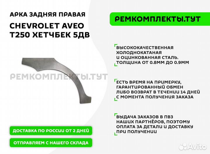 Арка задняя правая Chevrolet Aveo T250 хетчбек 5дв