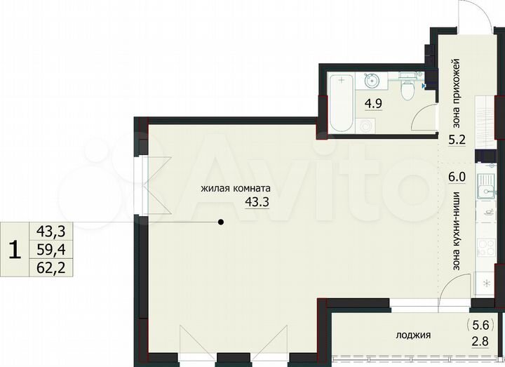 2-к. квартира, 40 м², 8/12 эт.