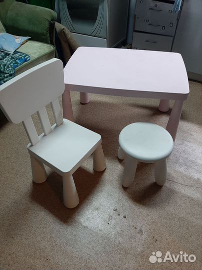 Детский стол,стул и табурет IKEA
