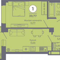 1-к. квартира, 39,5 м², 12/24 эт.