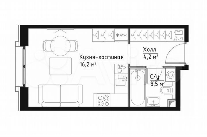 Квартира-студия, 23,9 м², 13/28 эт.