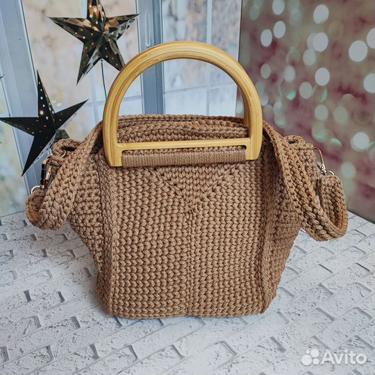 Сумка вязаная из шнура. Ручная работа