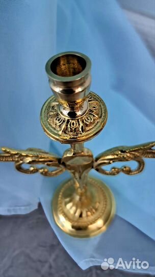 Подсвечник латунь на три свечи Индия