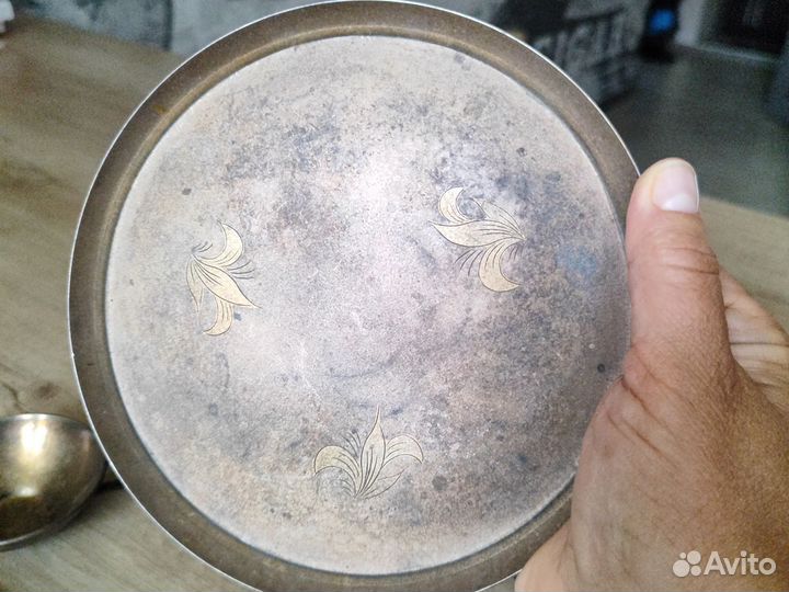 Мельхиор СССР Кофейный набор на подносе Эгоист