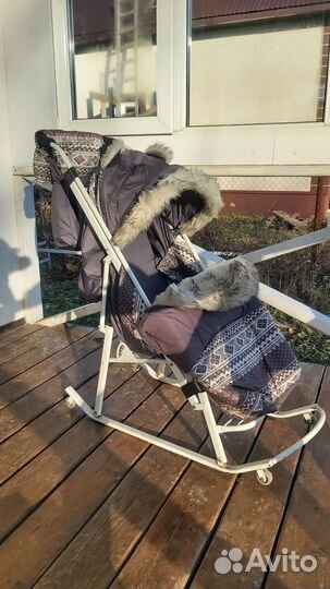 Детские санки коляска с колесами