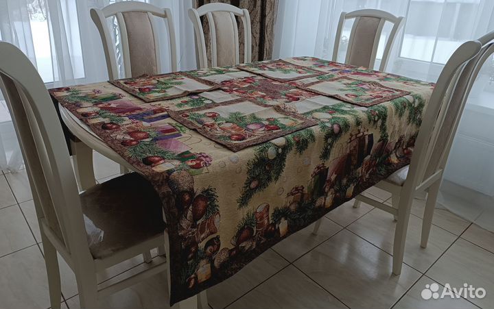 Скатерть с салфетками гобелен новогодняя