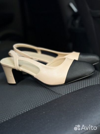 Туфли босоножки слингбеки бежевые