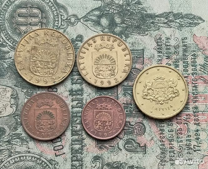 Монеты Латвии 5 шт