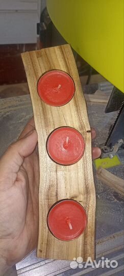 Подсвечник из спила дерева