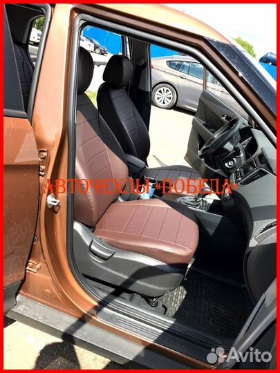 Чехлы Hyundai Creta из экокожи шоколадные Классика