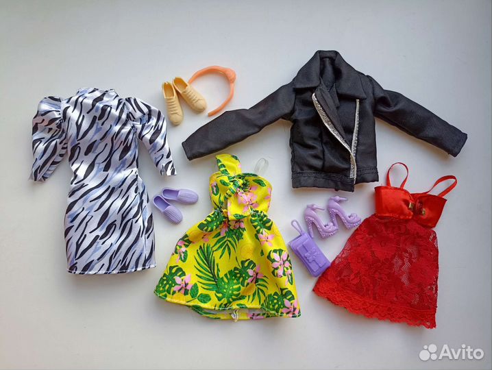 Платье, обувь, шуба для барби и кена