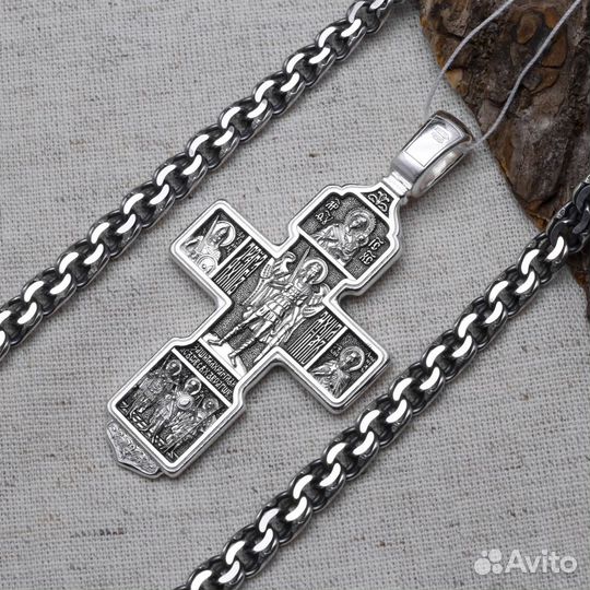 Крестик большой мужской серебряный Новый