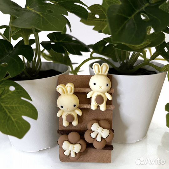 Резинки детские, набор 4 штуки и два бантика