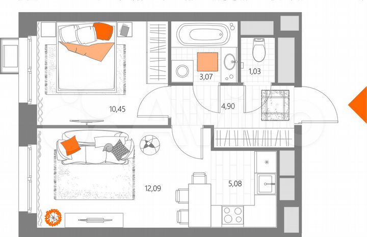 2-к. квартира, 36,6 м², 21/29 эт.