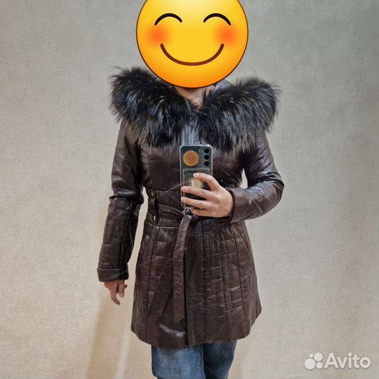 Куртка натуральная кожаная женская с натурал мехом