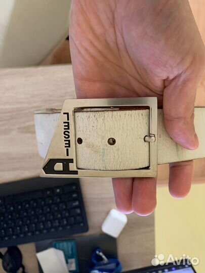 Ремень diesel белый кожаный, 103 см