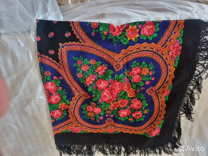 Павловопосадский платок шаль СССР шерсть