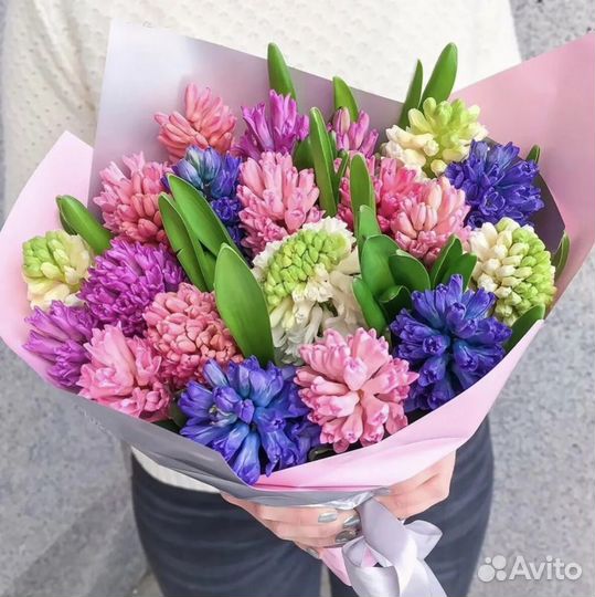 Букет из разноцветных гиацинтов 9 шт