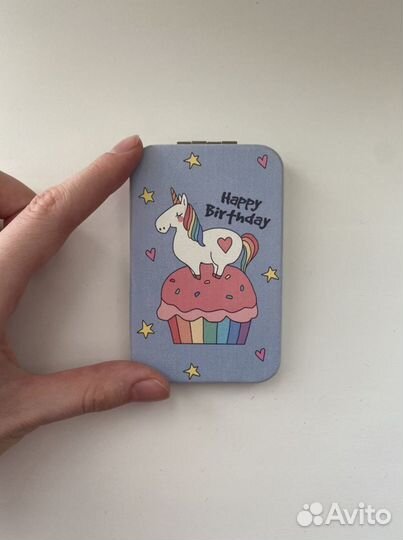 Карманное зеркальце с единорогами