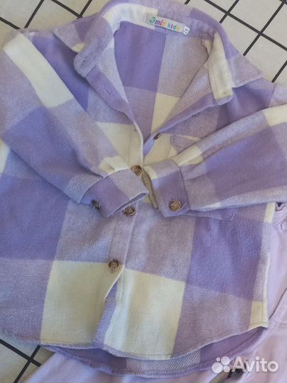 Теплая рубашка и брюки для девочки