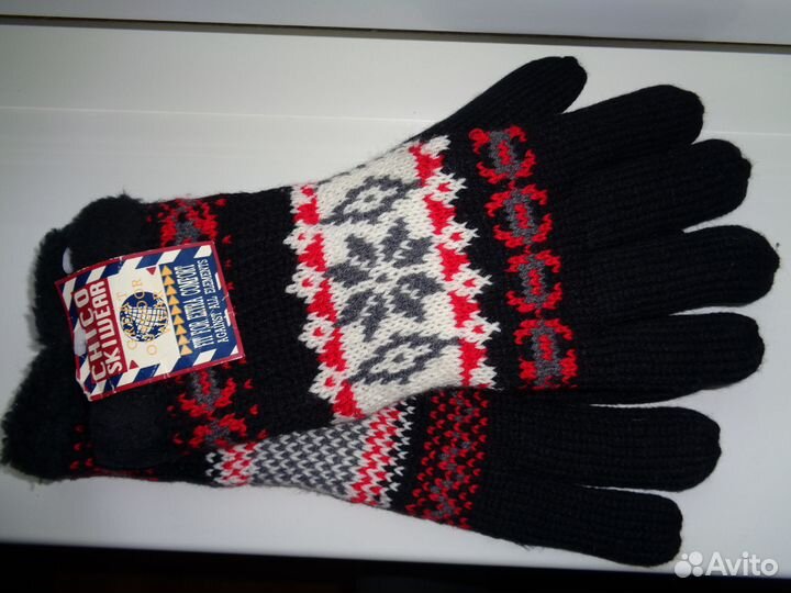 Перчатки женские вязанные двойные новые
