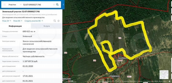 Участок 69,06 га (СНТ, ДНП)