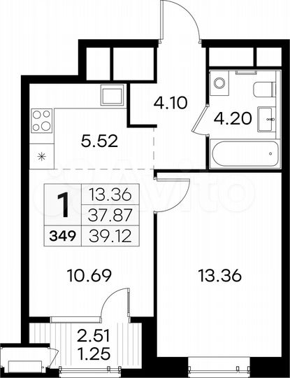 1-к. квартира, 39,1 м², 12/32 эт.