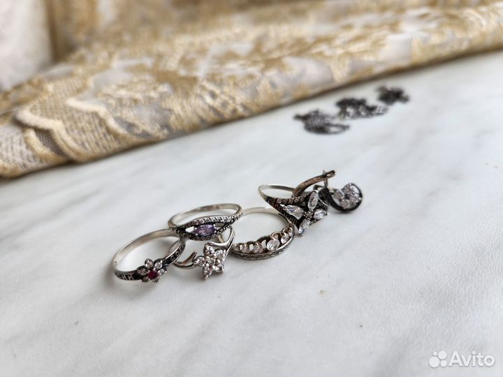 Украшения серебро кольца,цепочки, одним лотом