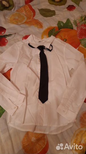 Белая рубашка+галстук, новая, 134р