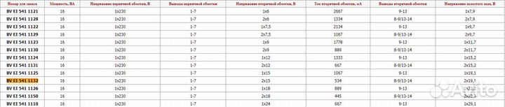 Понижающий трансформатор hahn BV EI 541 1132