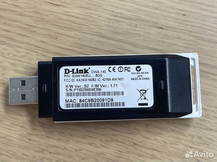 Wi-Fi адаптер D-link DWA-140, USB 2.0