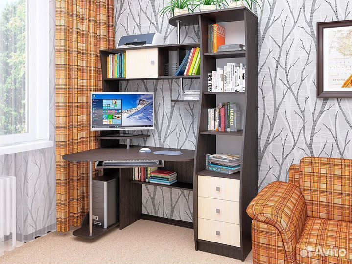 Стол угловой с надстройкой и ящиками ск-34