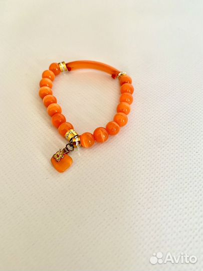 Браслет женский оранжевый жемчуг