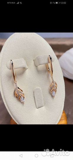Серьги позолоченные