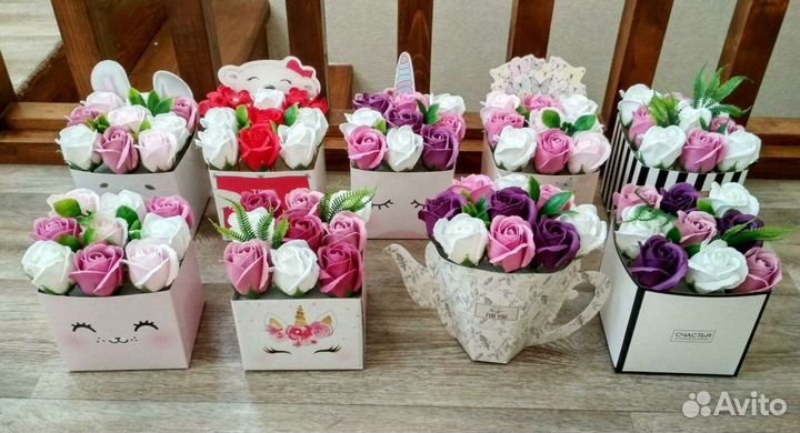 Букеты из декоративных мыльных роз в наличии и на