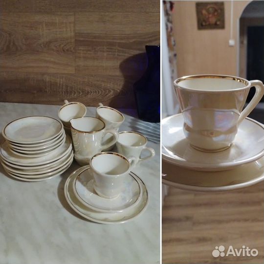 Графин, тарелки, чайный сервиз, ваза, фужеры