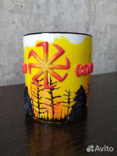 Кружка с декором из полимерной глины