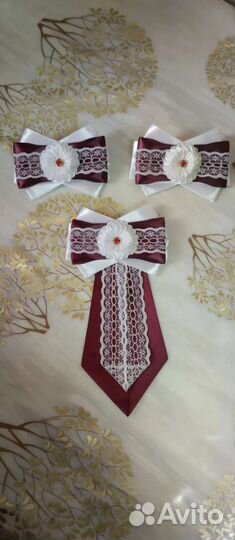 Набор бантики и галстук ручной работы