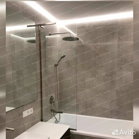 Душевая стеклянная перегородка ограждение на заказ