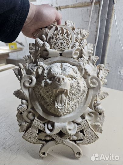 Панно медведь велес резной