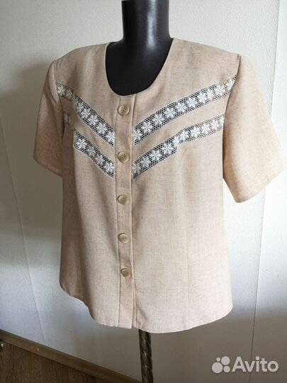 Льнаная блузка жакет. 56