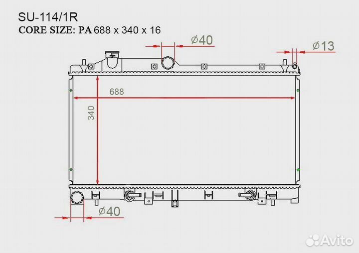 Радиатор основной Gerat SU-114/1R
