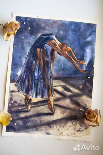 Картина акварелью балерина 