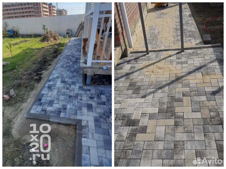 Тротуарная плитка, брусчатка, бордюры с укладкой