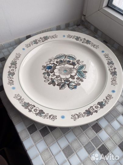 Блюдо зик Конаково 35 см (кракелюра) Ромашки